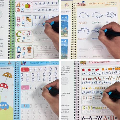 25 pcs/set Sunken Magic Practice Book Free Children Book Handwritten Montessori Calligraphy Reusable Paste Early Education Gift