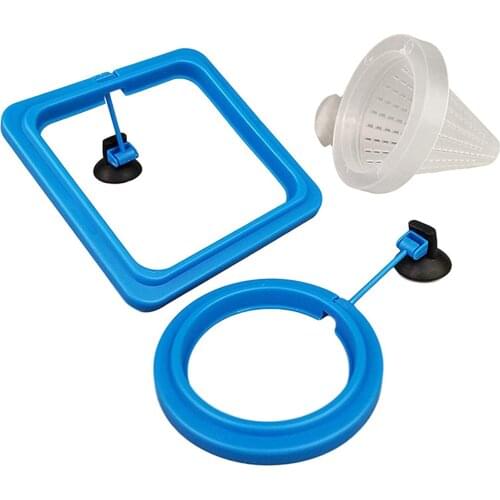 3pcs Fish Feeding Ring Fixed-Point Feeding Fish Floating Food Feeder Circle with Suction Cup Square Round Shape Feeder LBS