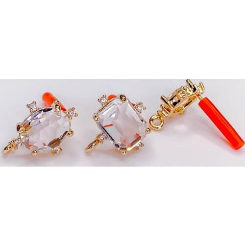 Simple Rhinestone Crystal Stud Earrings Eardrop Accessories Supplies for Jewelry Component Diy Material Handmade 4pcs