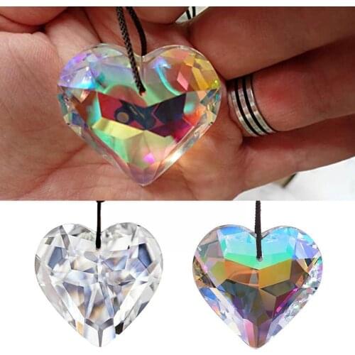 45mm Heart Pendant Crystal DIY Garden Decoration Outdoor Rainbow Pendant Prism Chandelier Maker I7P0