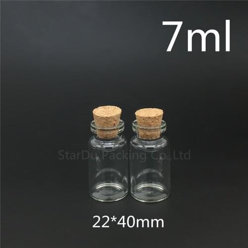 48pcs 7ml Small Cute Mini Cork Stopper Glass Bottles Vials Jars Containers 7cc Small Wishing Bottle with Cork