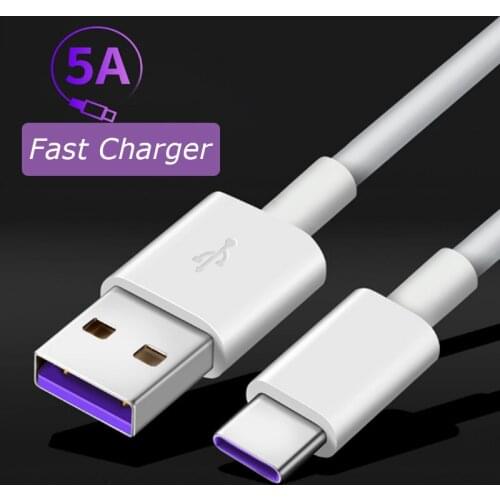 5A USB Type C Cable 1m 2m Fast Charging Type-C For Xiaomi Redmi Note 9 8 7 PRO For Samsung S10 S20 Super charge QC3.0 USB C Cabo