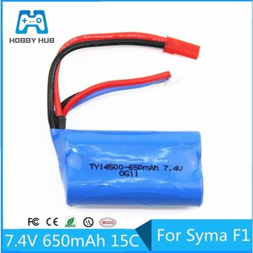 7.4V 650mAH 14500 Lipo Battery For Syma F1 Remote control helicopter li-po 2s battery 650 mAH 7.4 V 14500 15C Toy Battery