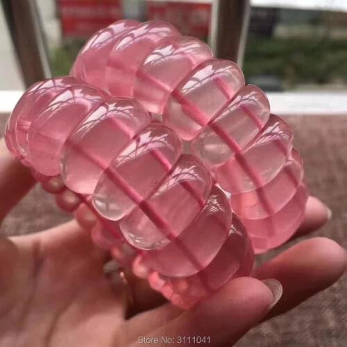 8*20mm pink quartz bracelet 7.5inch wholesale beads FPPJ