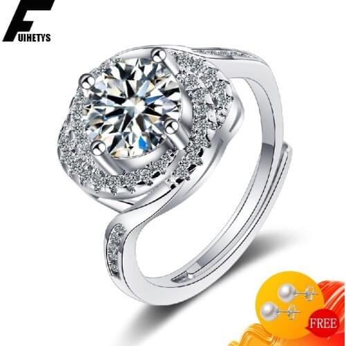 925 Silver Jewelry Rings with Zircon Gemstones Charm Open Finger Ring Luxury Ornaments for Women Wedding Party Gift Wholesale