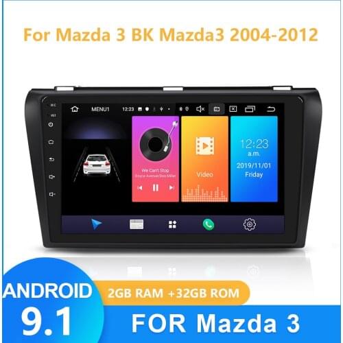 Car DVD GPS Navigation android 9.1 Car Radio Stereo 2G 32G Free MAP Quad Core 2 din Car Multimedia Player For Mazda 3 2004-2012