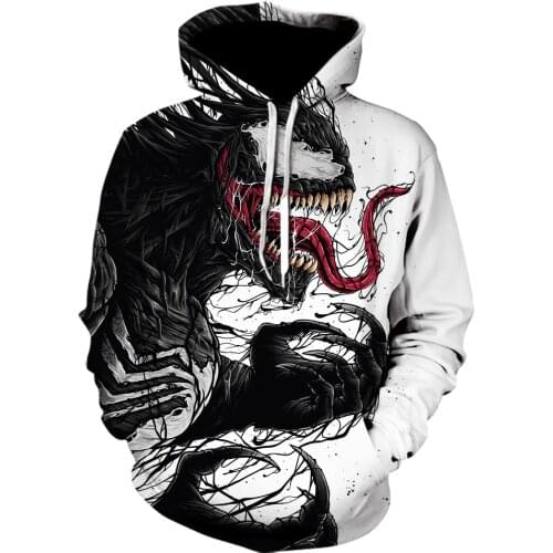 White 3d Venom Spider Hoodie Film Peripheral Printed Mens Autumn/Winter Hoodie Sweatshirt Mens Unisex Jacket