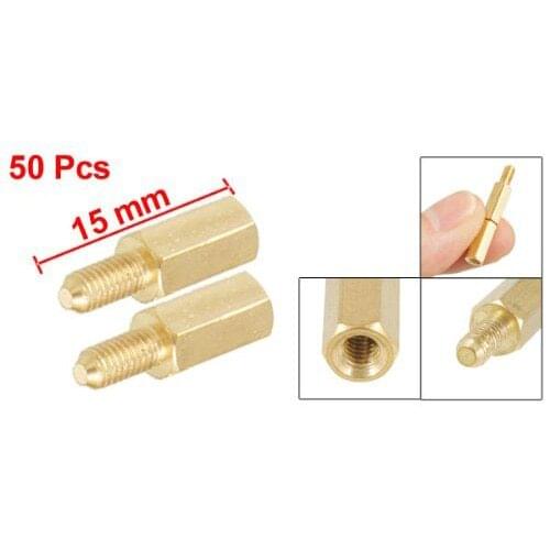 BOFO 50 Pcs Brass Screw Thread PCB Stand-off Spacer M3 Male x M3 Female 6mm