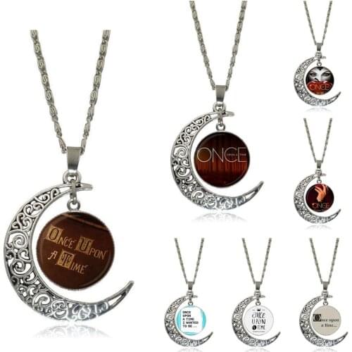 EJ Glaze For Unisex Gift Glass Cabochon Pendant Necklace Fashion Necklace Once Upon a Time Fairy Tale Book Lover