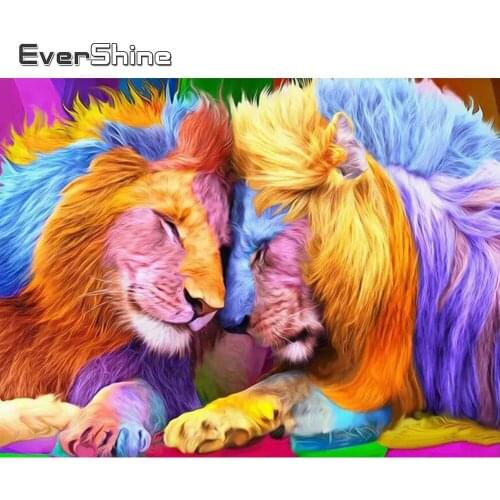 Evershine Diamond Embroidery Animal 5D Lion Diamond Painting Kits Picture Rhinestones Sale Mosaic Cross Stitch Home Decoration