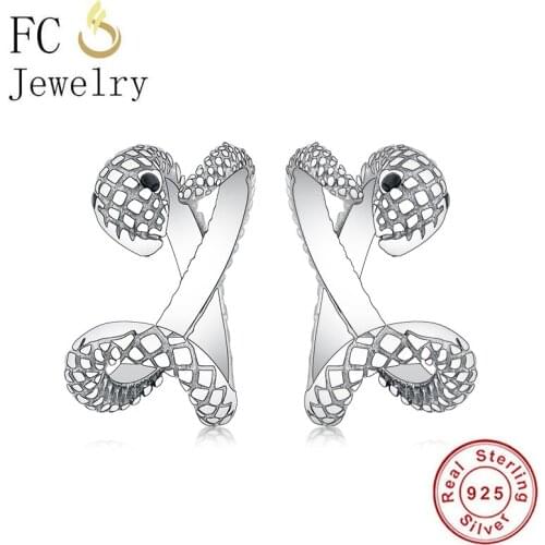 FC Jewelry 925 Sterling Silver Punk Snake Ear Cuff Stud Earrings For Women Brincos Prevent Allergy Without Piercing Pendientes