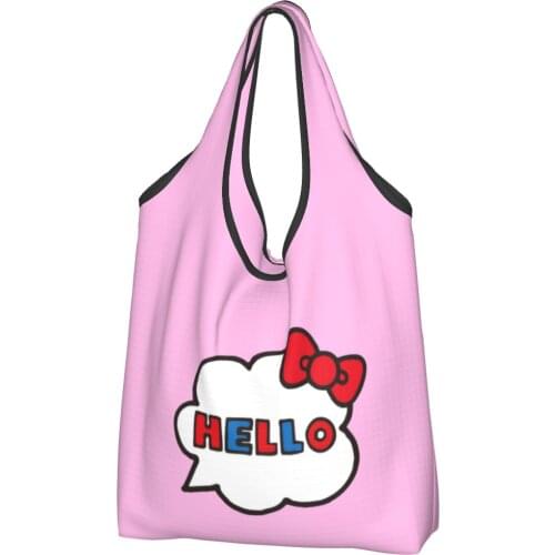 Hello Cat Canvas Bag Women Shoulder Bag Anime Manga Chibi Ins Storage Bag