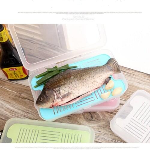 2pc Food Fresh Storage Box Containers Kitchen Fridge Organizer Case Removable Drain Plate Tray Keep Fruits Vegetables Meat Fish