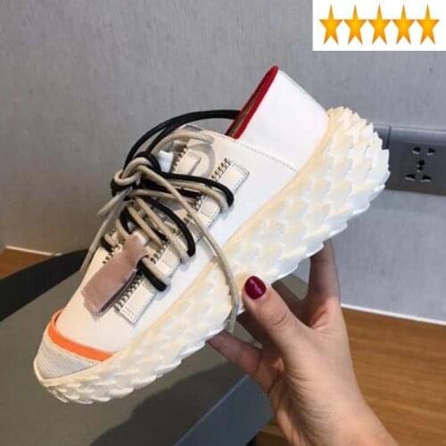 Lovers Fashion Patchwork Designer Casual Sneakers Mens Genuine Leather Lace Up Flat Platform Sport Shoes Size 35-45