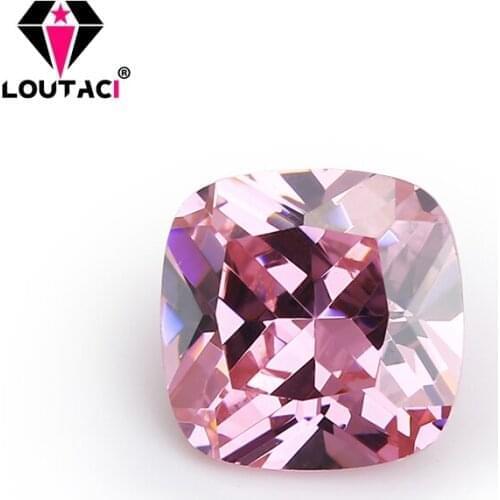 LOUTACI Inexpensive Brilliant Cut Cushion P ink Cubic Zirconia Rings Wedding Bands Middle Size5x5-10x10mm