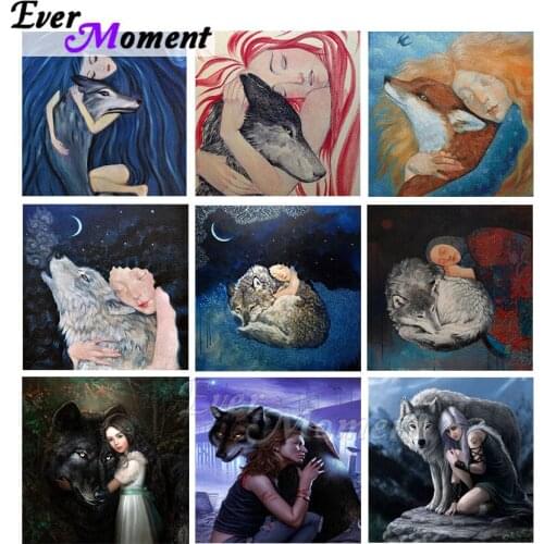 Ever Moment Diamond Painting Art Collection Mystery Box Gift Beauty Girl Animal Wolf Wild Fantasy Cross Stitch DIY ASF2330