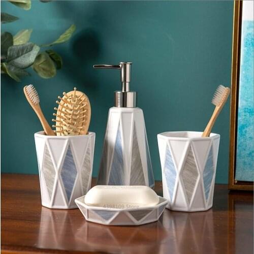 Nordic bathroom set simple ceramic bathroom supplies toilet bathroom decoration accessories toothbrush holder soap dispenser