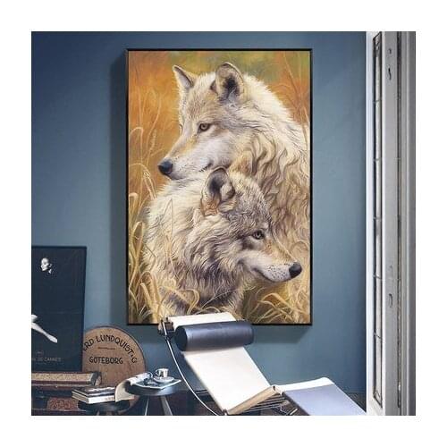 Animal wolf Cross stitch kits set 11ct Printed world famous Oil painting Embroidery DIY Handmade Needlework Wall Home Decor