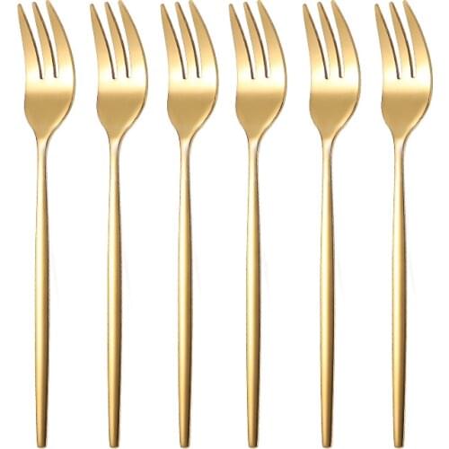 6-piece household golden cutlery set stainless steel cutlery three-shaped fork cutlery cutlery set bright dishwasher safe