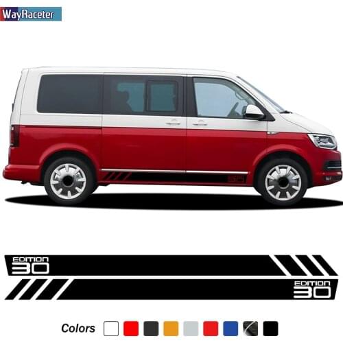 30 Edition Car Door Side Stripe Skirt Sticker Graphics Vinyl Decal For VW Volkswagen Transporter T4 T5 T6 California Accessories