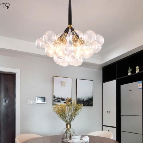 Nordic Romantic Glass Bubble Ball Led Chandelier Lighting Modern Luxury Atmosphere Living Room Bedroom Salon Loft Decor Wedding