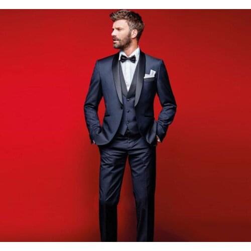 2020 New Design Wedding Tuxedos Slim Fit Suits For Men Groomsmen Suit Three Pieces Cheap Prom Formal Suits (Jacket +Pants+Vest)