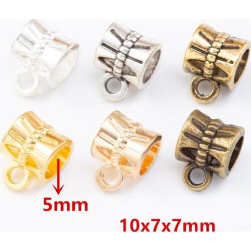 NEW 50pcs/lot 10x7x7mm 5 Colors Plated Charm Bail Beads Pendant Clip Clasp Connectors for Bracelet Necklace Jewelry Making