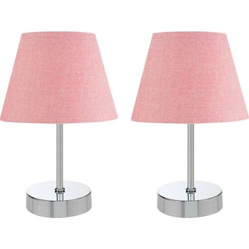 New Best Metal Flip Dual Lampshade Table Lamp Chrome Pink Lampshade