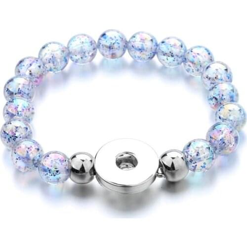 Multicolor beads 18mm snap button jewelry Elastic bracelet XH5122