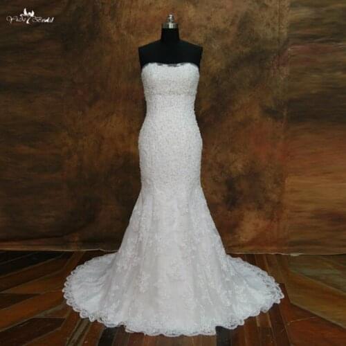 RSW181 Sheer Neckline Bridal Beaded Appliques Mermaid Wedding Dress