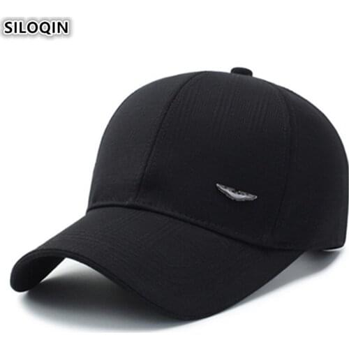 SILOQIN Middle Old Aged Cotton Baseball Caps Adult Mens Simple Sports Cap Dads Hat Adjustable Head Size Bone Duck Tongue Cap