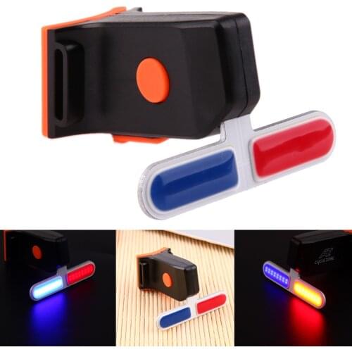 Bike Light Police LED Red Blue Taillight USB Rechargeable Bicycle Tail Lamp 5 Mode Headlights Cycling Safety Warning Light