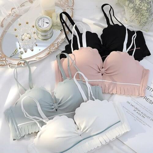 Wasteheart New Women Fashion Pink Gray Sexy Lingerie Invisible Cotton Panties Wireless Push Up Padded Bra Sets Underwear