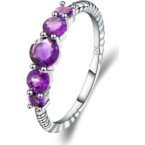 Gems Ballet 1.28Ct Natural Amethyst Gemstone Stackable Ring For Women Wedding Band Ring 925 Sterling Silver Fine Jewelry