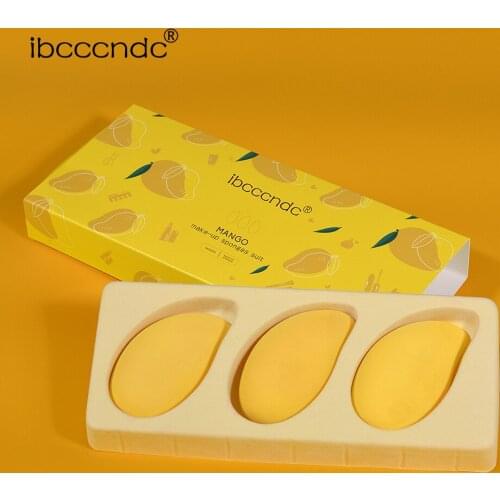 1 Set Mango Shape Sponge Makeup Egg Makeup Puff Face Foundation Concealer Cream Beauty Egg Wet Dry Dual Use Wholesale Puff