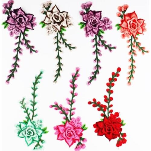 1 Pcs New Design on Patches Multicolor Rose Flower Floral Embroidery Patch Appliques Badge Stickers for Change Women Clothes