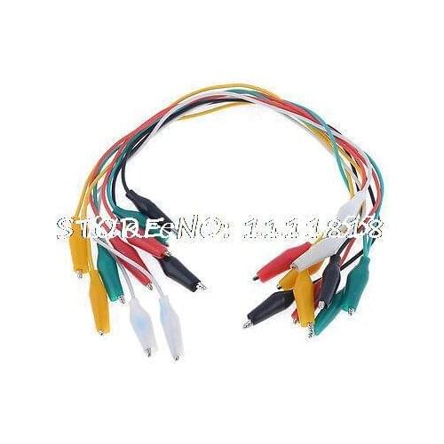 10pcs Alligator Crocodile Clips Jumper Probe Test Lead Assorted Color 1.1 Ft