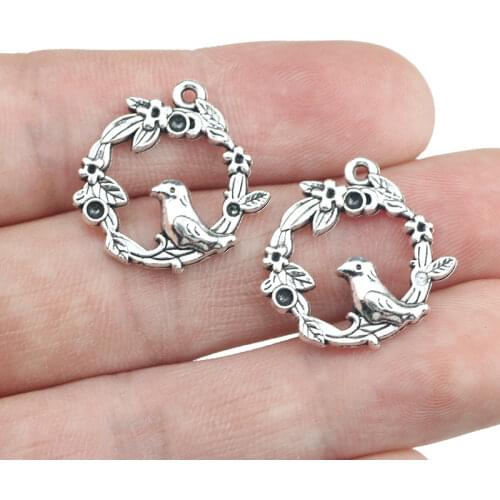 10 Pieces 21*20mm Antique Silver Color Peace Dove Charms Keychain Pendant For DIY Jewelry Making