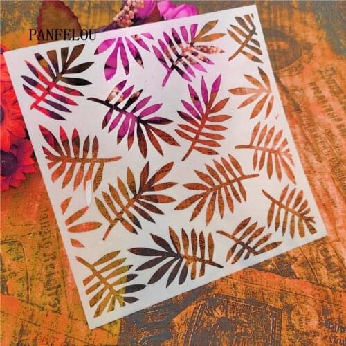 13*13cm Hote Sale leaves scrapbook stencils spray plastic mold shield DIY cake hollow Embellishment printing lace ruler