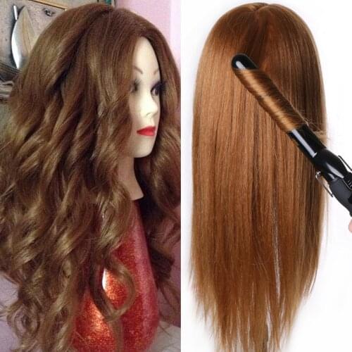 80 % Human Hair Mannequin Dolls Training head dolls for hairdressers blonde color professional styling head can be curled