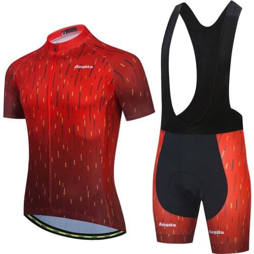 Aogda Red Cycling Clothing Men Short Sleeve Bike Wear Maillot Ciclismo Summer Mountain Bicycle Uniform Cycling Jersey