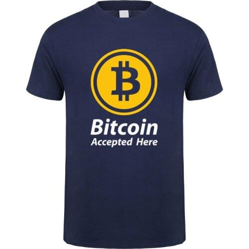 Bitcoin Accept Here T Shirt Men Summer Funny Short Sleeve Cotton Crypto T-shirt Tees OZ-432