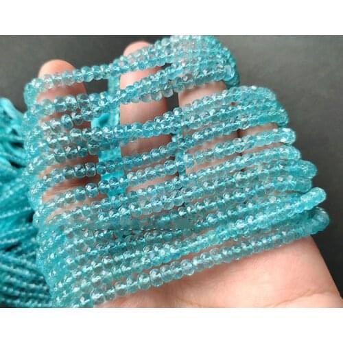 AAAA LOOSE BEADS blue Apatite Roundelle faceted 4-4.5mm Wholesale for DIY jewelry necklace 30cm
