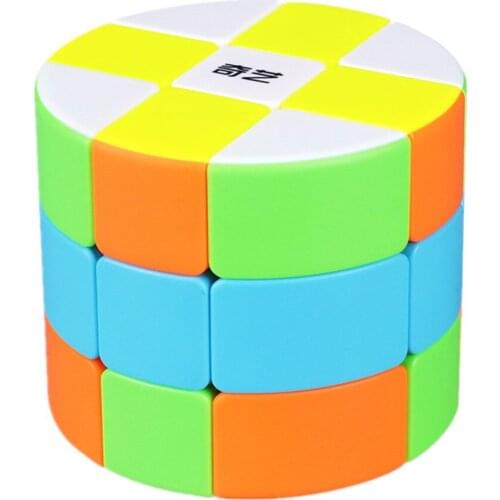 Qiyi 3x3x3 Stickerless Cylinder Magic Cube Speed Cube Puzzle Toy Colorful For Children Kids Cubo Magico