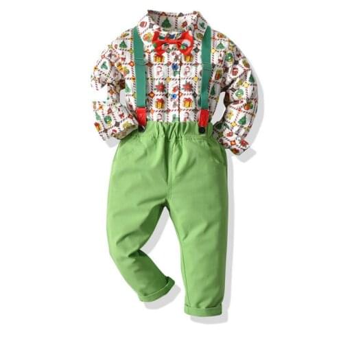 Citgeett Autumn Kids Baby Boys Clothing Set Bow Tie Shirt and Overalls Pants Christmas Dress Party Holiday Xmas Clothes