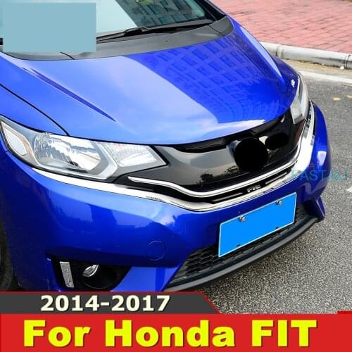For Honda FIT 2014-2017 Front bumper trim strip mesh decoration bright strip stainless steel decorative strip car accessories