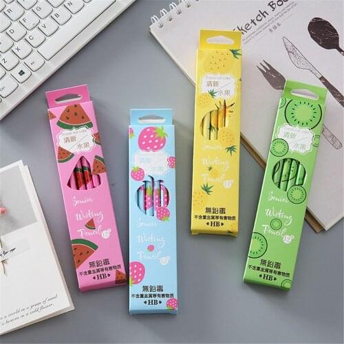 12 Pcs Cartoon Fruit Watermelon Pineapple Strawberry Pencils with Erasers Wooden Pencil Kawaii Stationery School Supplies