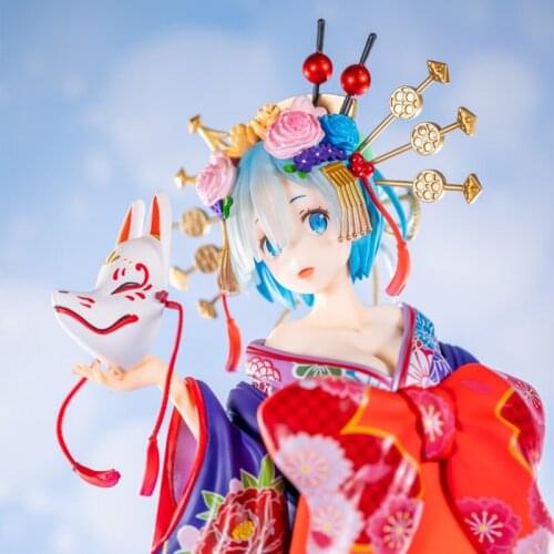 Re:life In A Different World From Zero Action Figure 25cm Kimono Version Rem Ram Collectible Model Doll Decor Christmas Gift