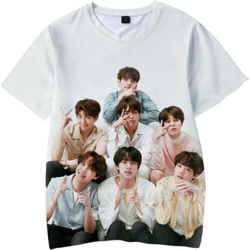 New Korean Fashion Harajuku Streetwear 3D Kpop T Shirt Men/women Hip Hop K-pop Tshirt Female Short Sleeve 3D Kid Tee Shirt Femme