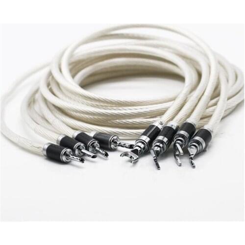 Hi-End 5NOCC Silver Plated HIFI SPeaker cable banana to spade plug Speaker Wire for Audiophiles and HiFi Systems